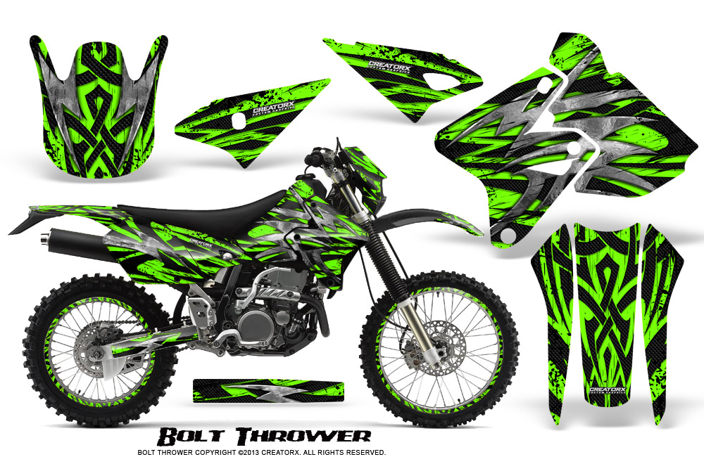 Suzuki DRZ400 Enduro Graphics Kit Bolt Thrower Green NP Rims